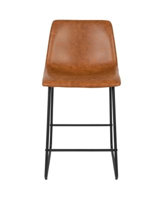 24 Inch Faux Counter Height Bucket Seat Stools, Set Of 2