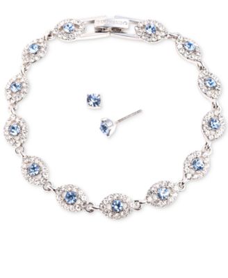 2-Pc. Set Stone & Crystal Link Bracelet & Crystal Stud Earrings