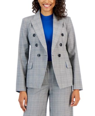 Tahari ASL - Women's Glen Plaid Faux-Double-Breasted Blazer