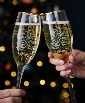 Christmas Tree Champagne Flutes, Set of 4