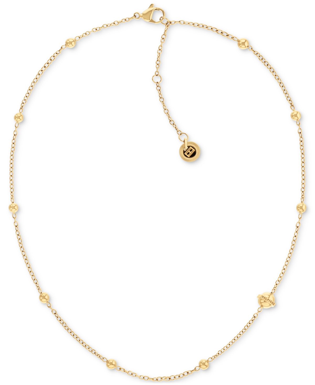Tommy Hilfiger Stainless Steel Metallic Orb Station Necklace, 16" + 2" Extender In Gold