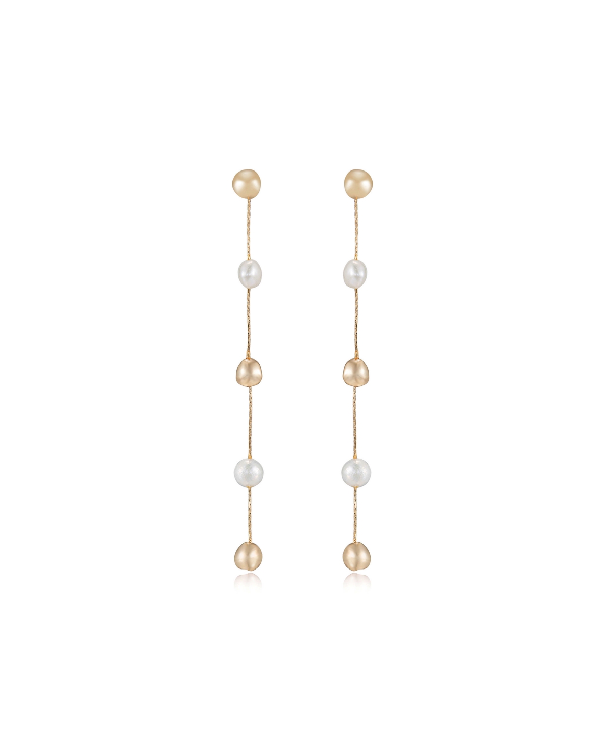 Ettika Alternating Freshwater Pearl And 18k Gold Plated Bead Drop Earrings