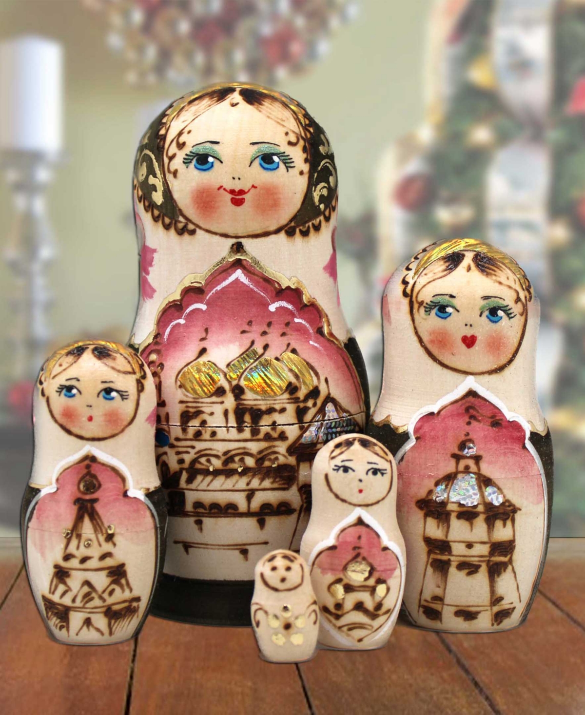 Designocracy Cathedral Matreshka Hand Painted Nested Doll Set Of 5 By G.debrekht In Multi Color
