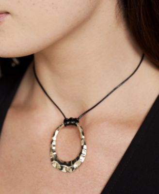 Hammered Golden Loop Pendant 18K Gold Plated Necklace