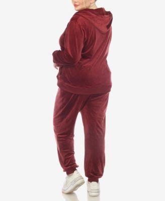 Plus Size Velour Tracksuit Loungewear 2-Piece Set