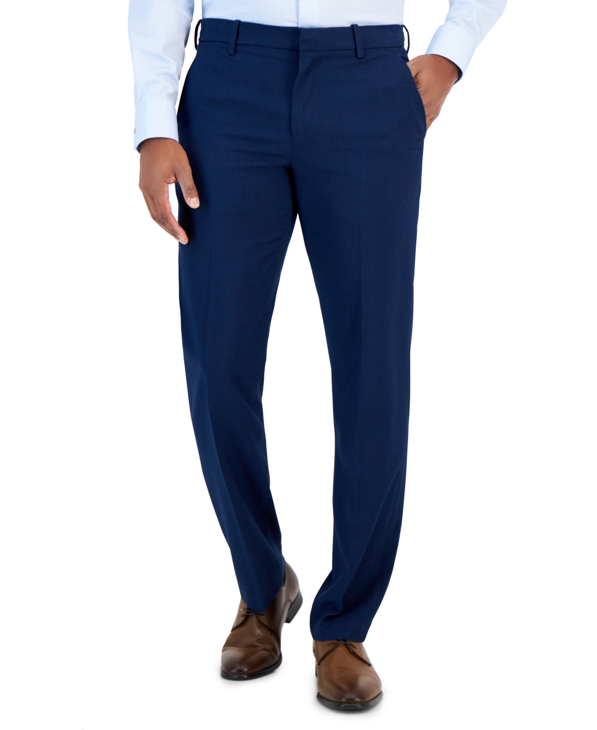 Shop Perry Ellis Portfolio Men's Modern-fit Heather Solid Dress Pants In Estate Blue