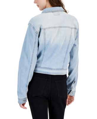 Juniors' Long-Sleeve Denim Trucker Jacket