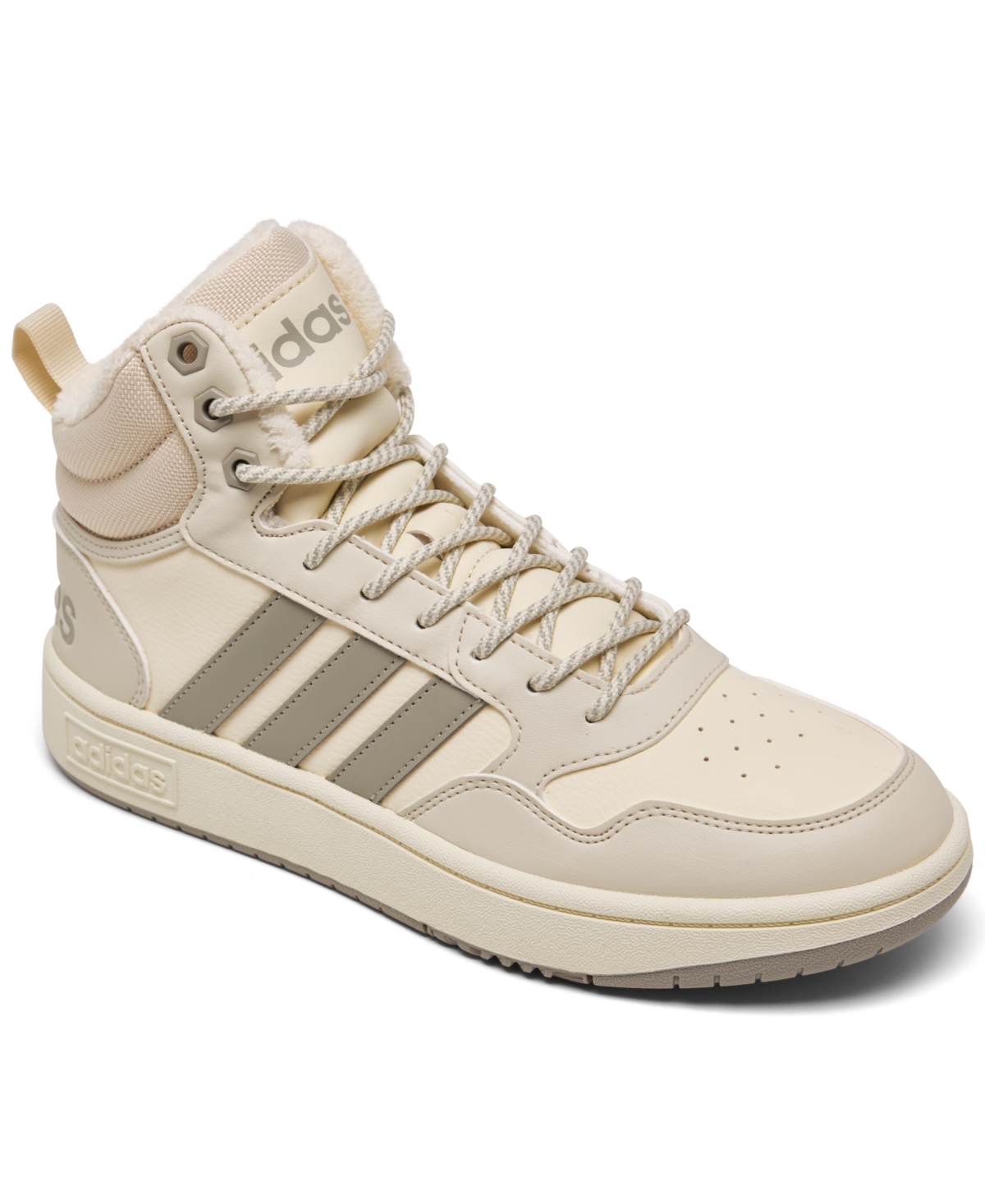 Adidas Originals Women's Essentials Hoops 3.0 Mid Winterized Sneakerboots From Finish Line In Wonder White,aluminum