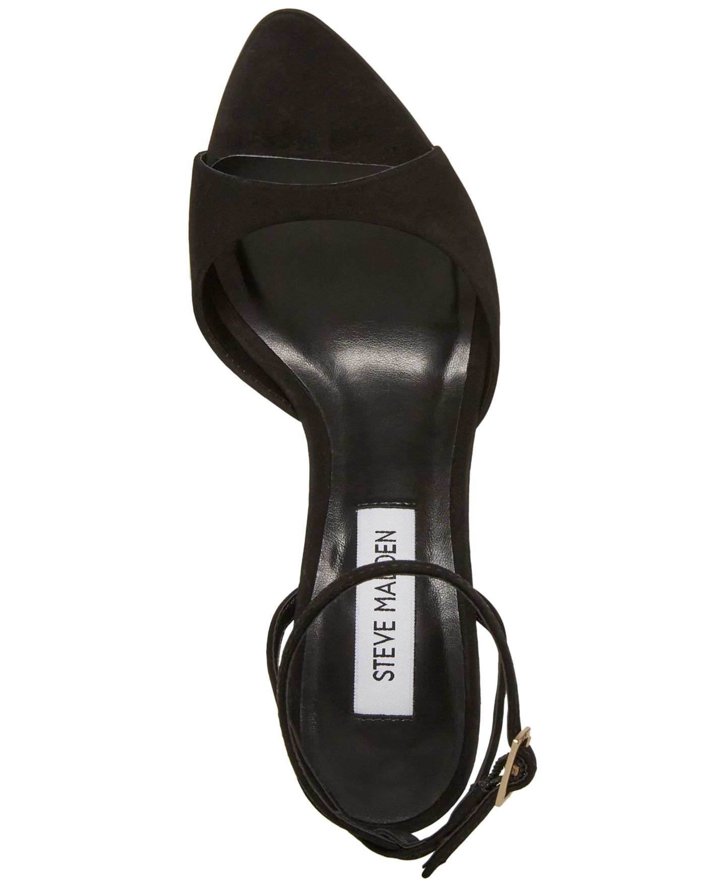 Женские сандалии Steve Madden Beki Two-Piece Flare-Heel, цвет: Чёрный нубуковый — фото 4