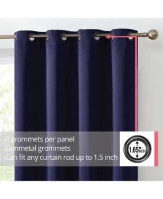 Oxford Room Darkening Curtains for Bedroom, Noise Reduction Thermal Insulated Window Curtain Grommet Panels, Set of 2