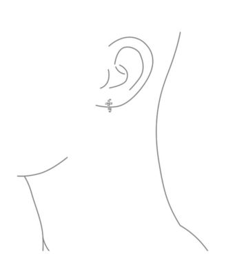 Spiritual Small Religious Kpop CZ Cross Huggie Small Hoop Earrings Pave Cubic Zirconia Sterling Silver