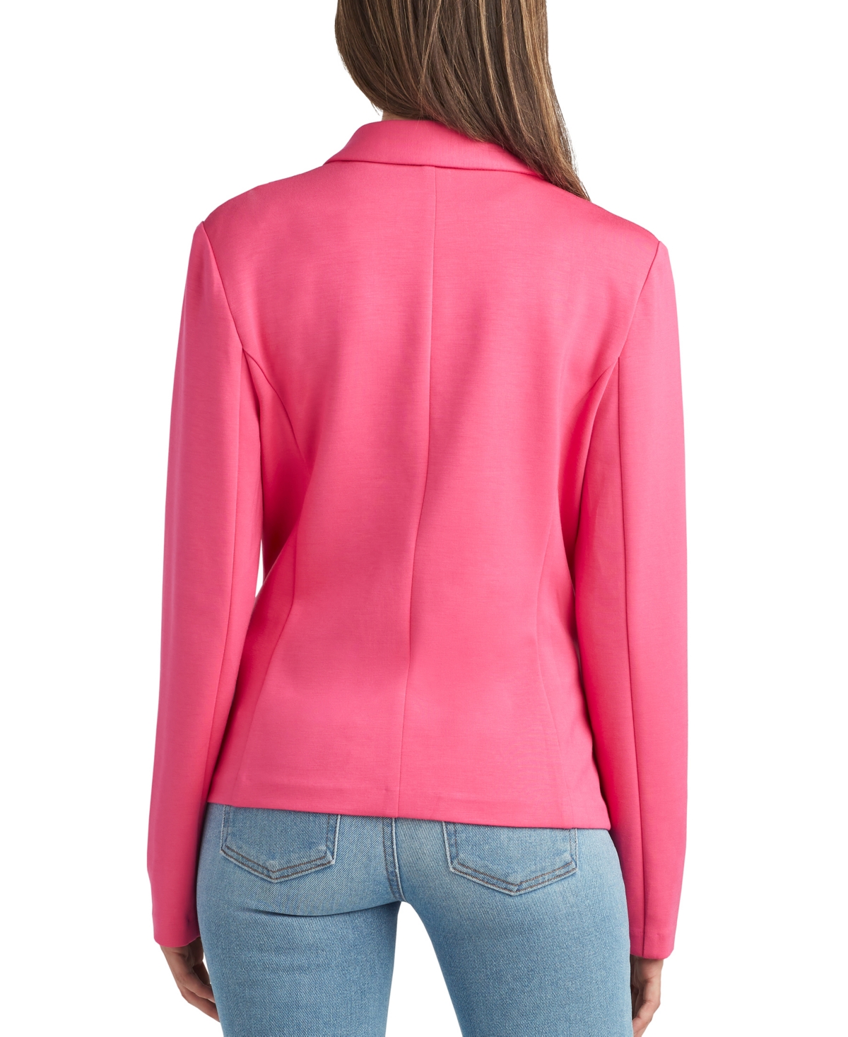Shop Bcx Juniors' One-button Peak-lapel Scuba Blazer In Pink