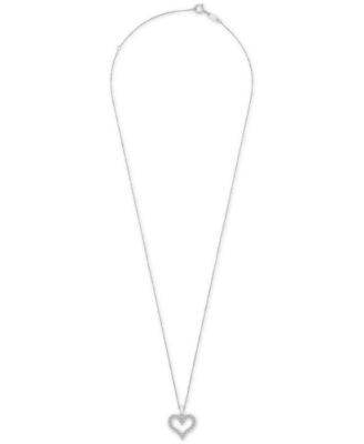 Diamond Open Heart Pendant Necklace (1/2 ct. t.w.) in 14k White or Yellow Gold, 18" + 2" extender