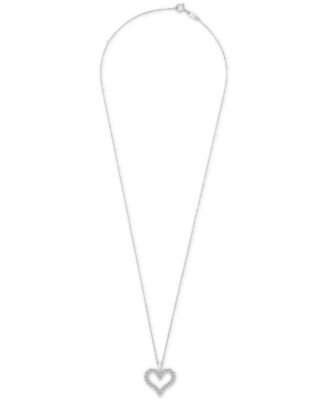 Diamond Open Heart Pendant Necklace (1 ct. t.w.) in 14k White or Yellow Gold, 18" + 2" extender