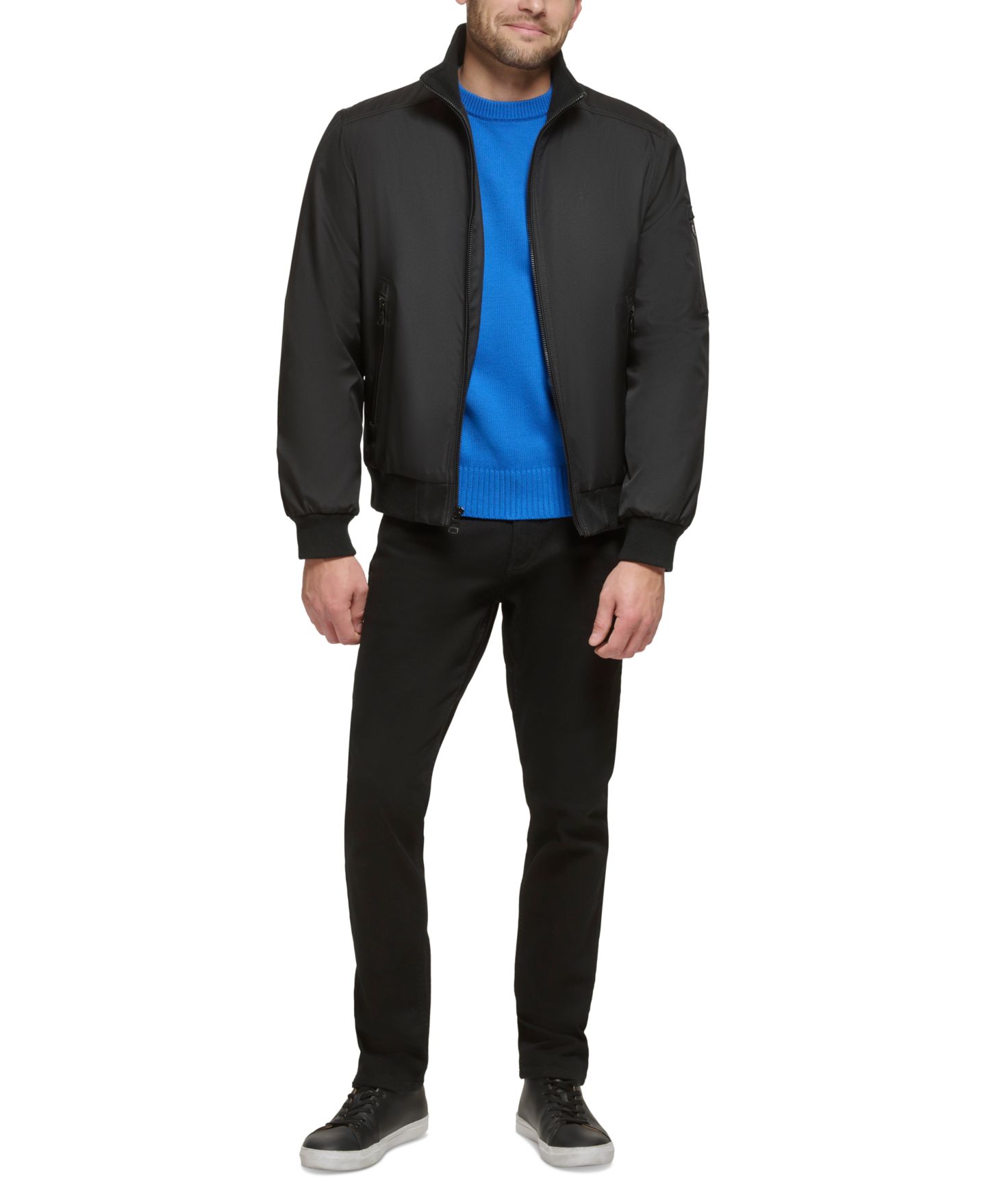 Мужская куртка Calvin Klein Classic Zip-Front Ripstop Bomber, цвет: Чёрный — фото 6