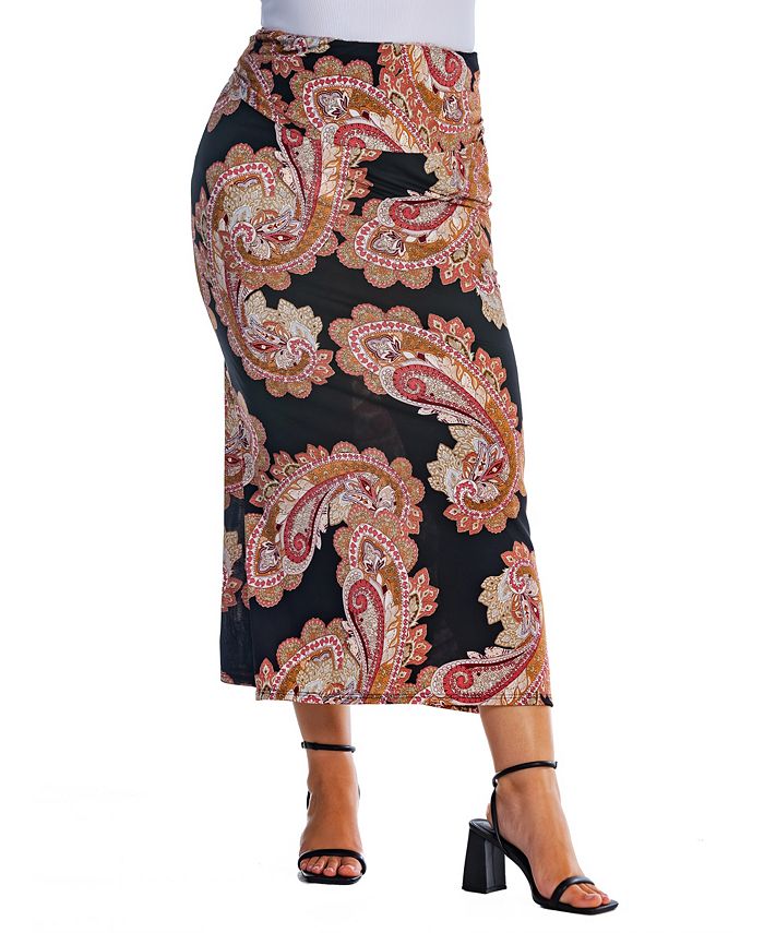 24seven Comfort Apparel Plus Size Elastic Waist Pencil Skirt - Macy's