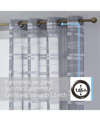 Broadway Stripe Decorative Semi Sheer Light Filtering Grommet Window Treatment Curtain Panels, Set of 2