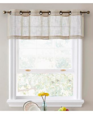Abbey Faux Linen Textured Semi Sheer Privacy Light Filtering Transparent Thick Half Short Grommet Curtain Valance Topper - Single Valance