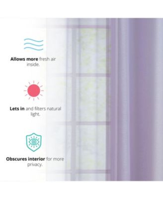 2 Piece Semi Sheer Voile Window Curtain Drapes Grommet Panels for Bedroom, Living Room & Kids Room