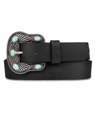 Women's Turquoise Studded Western Buckle Belt