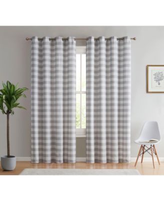 Hilltop Buffalo Check Textured Light Filtering Grommet Lightweight Window Curtains Drapery for Bedroom, Dining Room & Living Room, 2 Panels