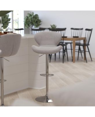 Quincy Adjustable Height Barstool Contemporary Bar Height Stool With Curved Back And Metal Base With Footrest