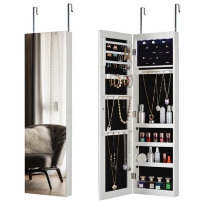 SIMPLIE FUN Full Mirror Storage Cabinet With LED Light