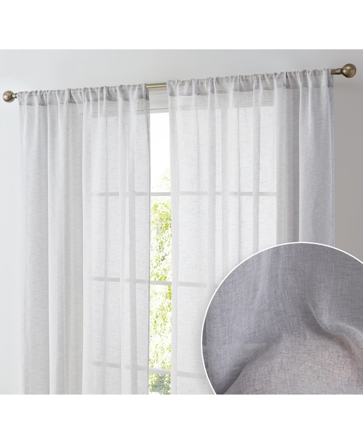 Hlc.me Penelope Faux Linen Textured Semi Sheer Privacy Sun Light Filtering Transparent Window Pocket Hole Thick Curtains Drapery Panels for Bedroom &