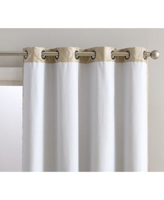 Versailles Lattice Flocked 100% Complete Blackout Thermal Insulated Window Curtain Grommet Panels, Energy Savings & Soundproof - Set of 2