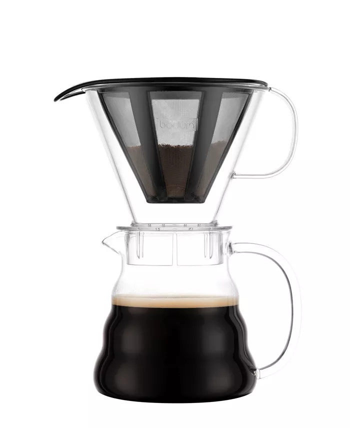 A glass pour over coffee maker