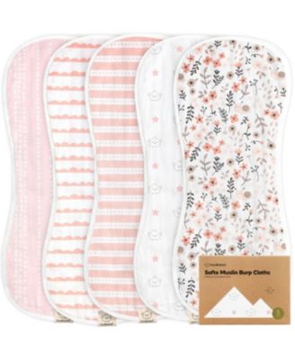5pk Softe Muslin Burp Cloths for Baby Girls and Boys, Organic Burping Cloths for Babies, Baby Burp Clothes
