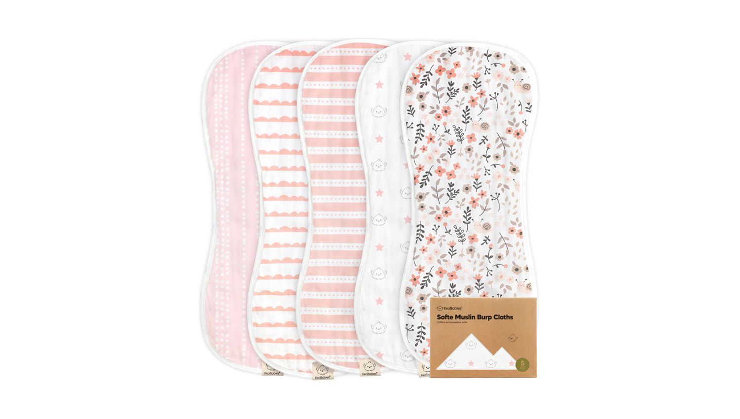 5pk Softe Muslin Burp Cloths for Baby Girls and Boys, Organic Burping Cloths for Babies, Baby Burp Clothes