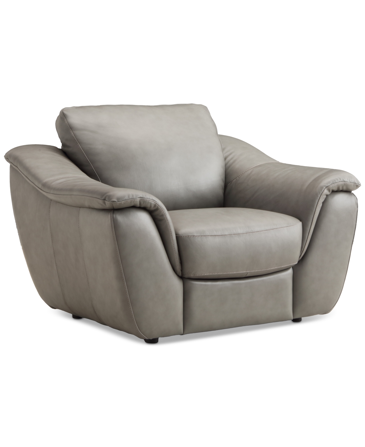 Macy's Jennard 47" Leather Arm Chair, Created For  In Grey