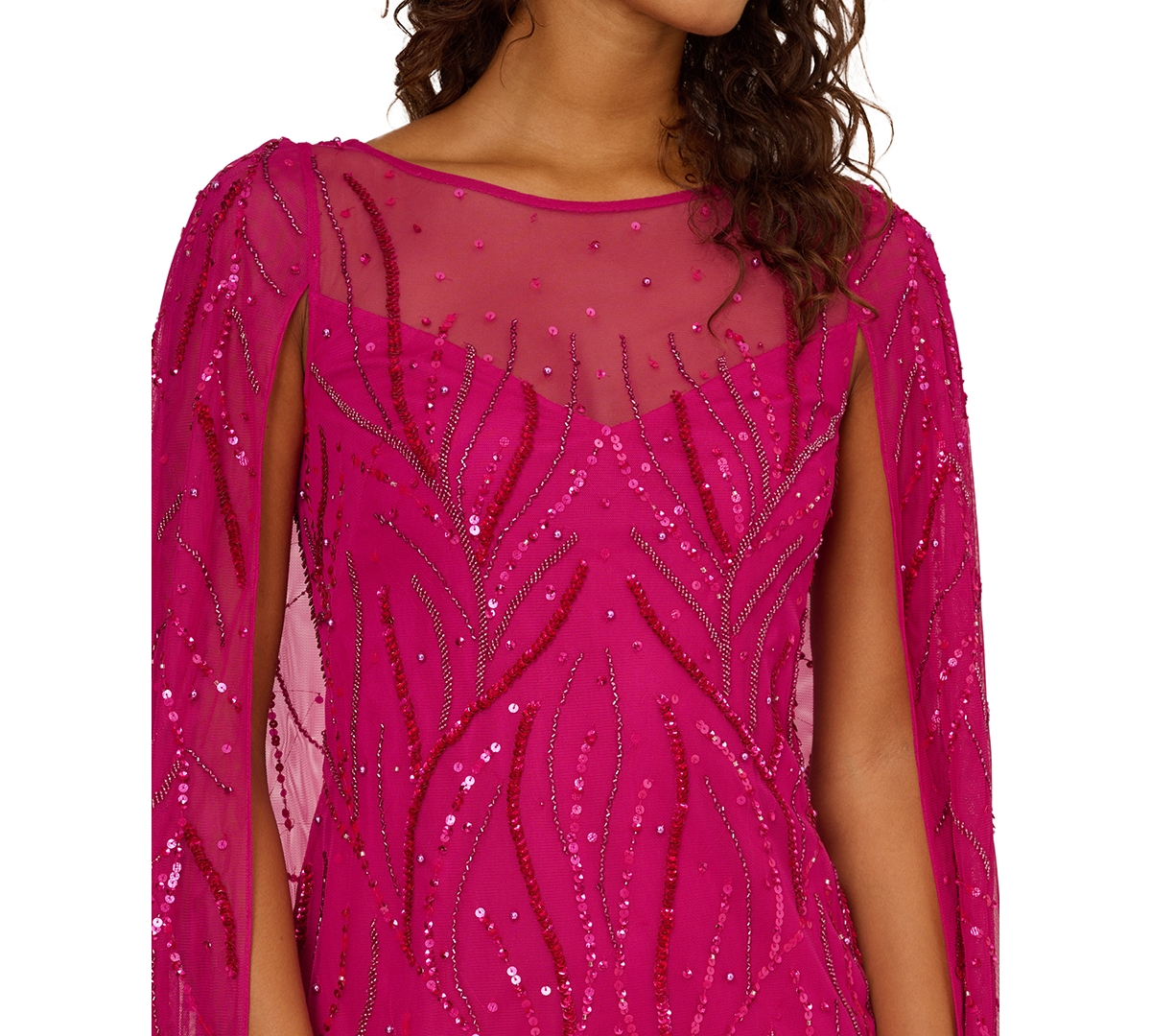 Shop Adrianna Papell Women's Embellished Cape Dress In Hot Orchid