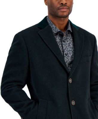 Men's Three-Button Wool Blend Overcoat 