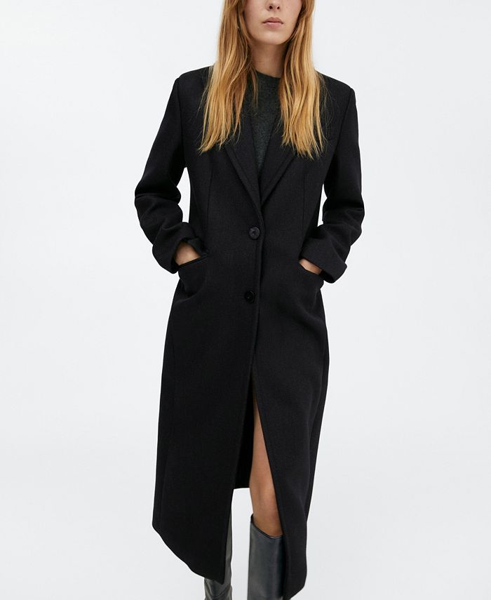 MANGO Women's Embossed Lapel Wool Coat Macy's