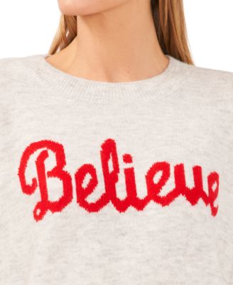 Women's Believe Script Long-Sleeve Cozy Sweater