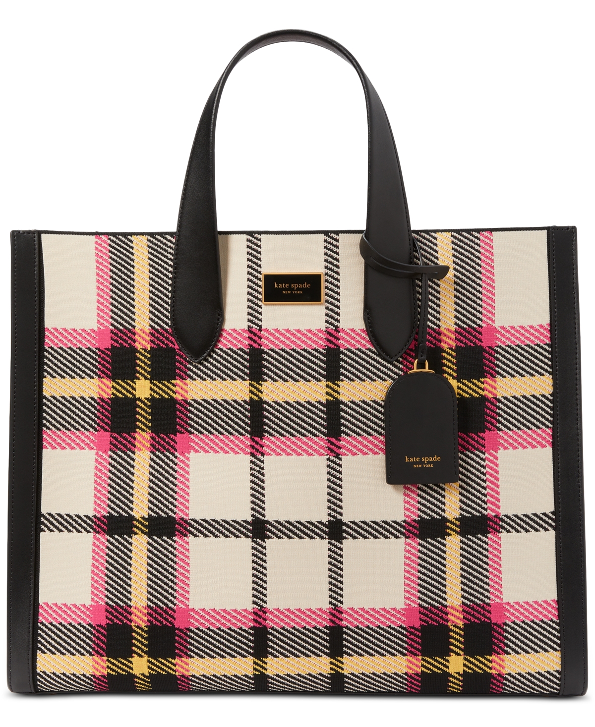 Kate Spade Manhattan Museum Plaid Knit Jacquard Extra Large Tote
