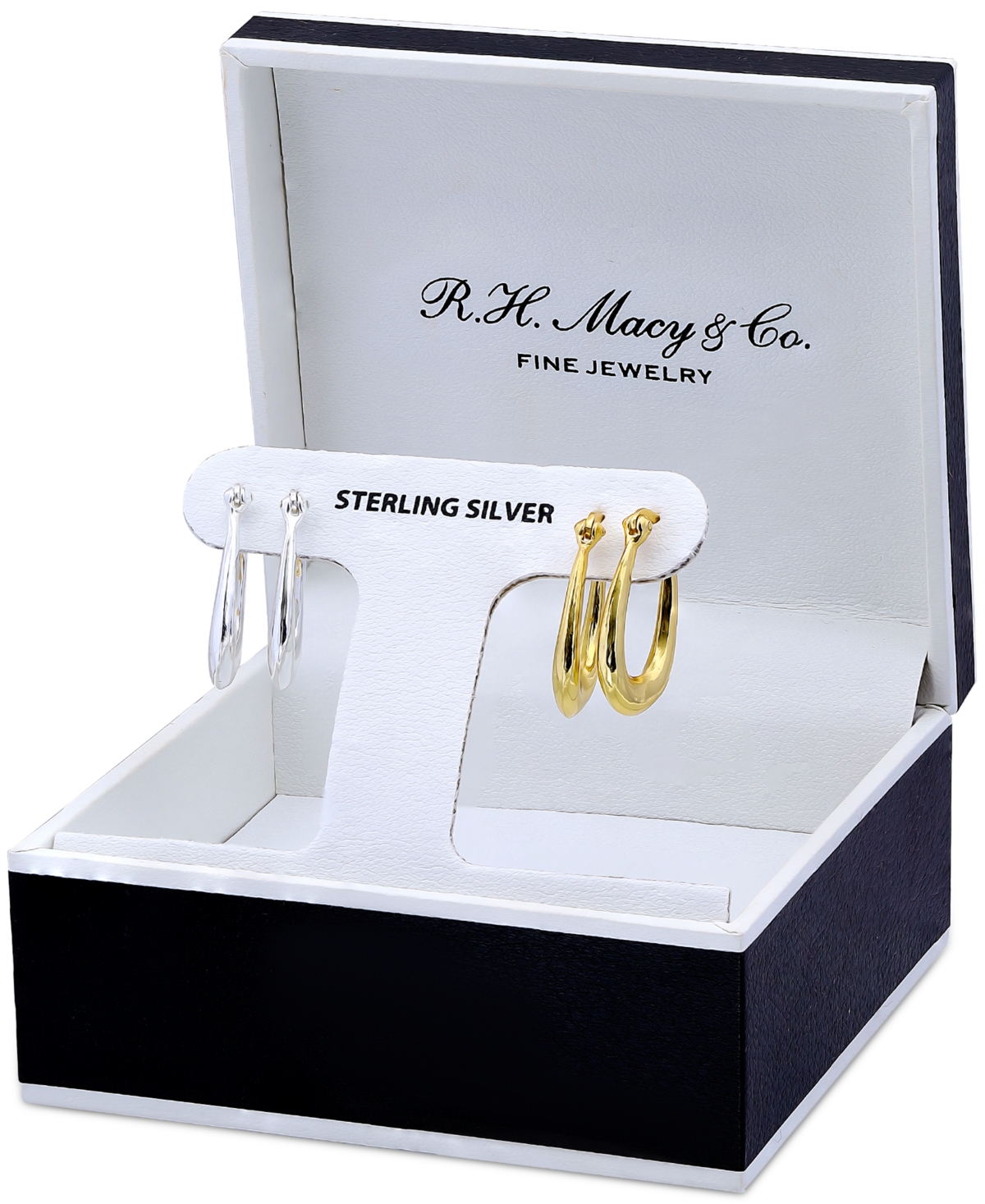 Giani Bernini 2-Pc. Set Polished Oval Hoop Earrings in Sterling Silver & 18k Gold-Plate, Created for Macy's - Two-Tone