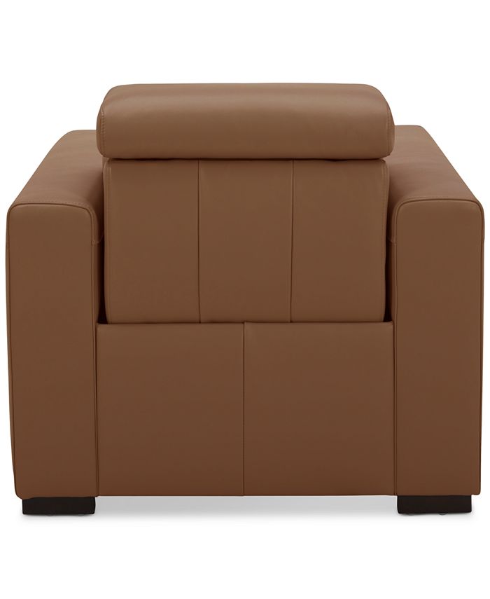 Furniture Nevio 39" Leather Power Recliner and Headrest, Created For