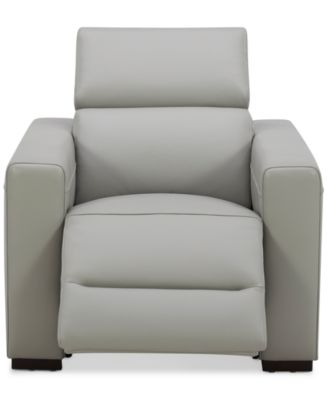 Nevio 39" Leather Power Recliner and Headrest, Created For Macy's