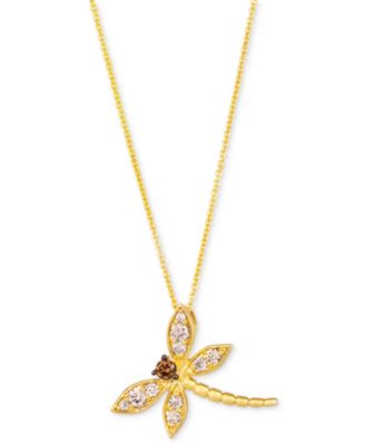 Le Vian - Chocolate Diamond & Nude Diamond Dragonfly 20" Adjustable Pendant Necklace (1/3 ct. t.w.) in 14k Gold