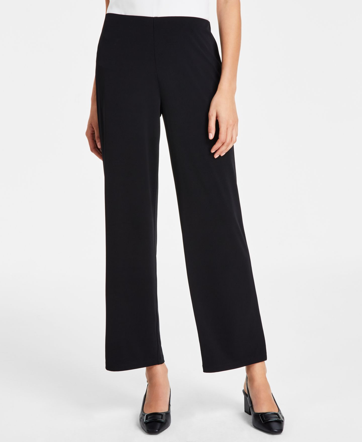 Женские брюки JM Collection Wide-Leg Pull-On Pants, Regular & Short Lengths, цвет: Глубокий чёрный, вариант 1 — фото 1
