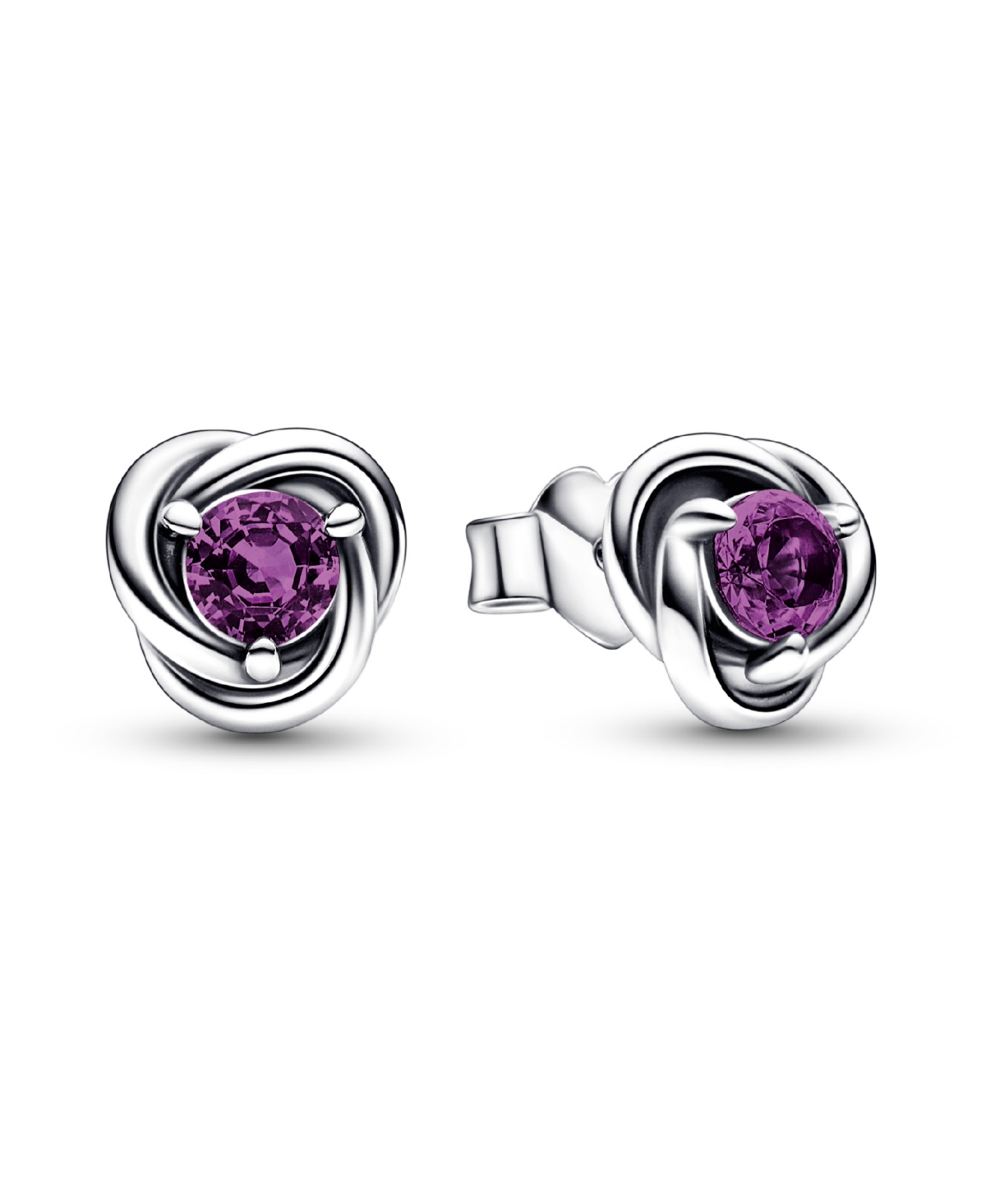 February Purple Eternity Circle Stud Earrings - Purple