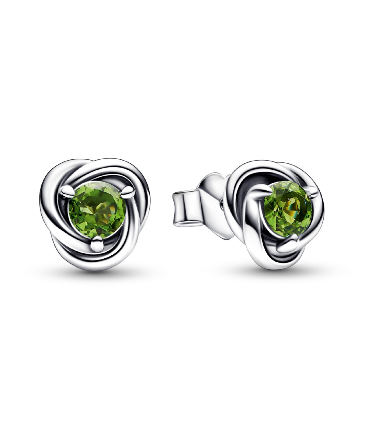 August Birthstone Eternity Circle Stud Earrings - Green