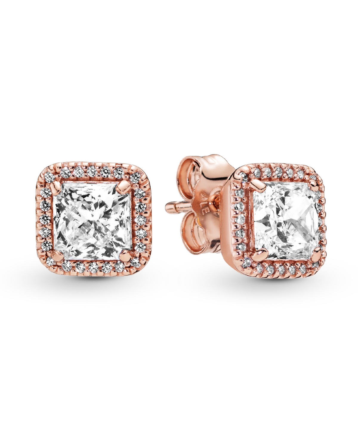 Pandora Square Sparkle Halo Stud Earrings In Rose Gold