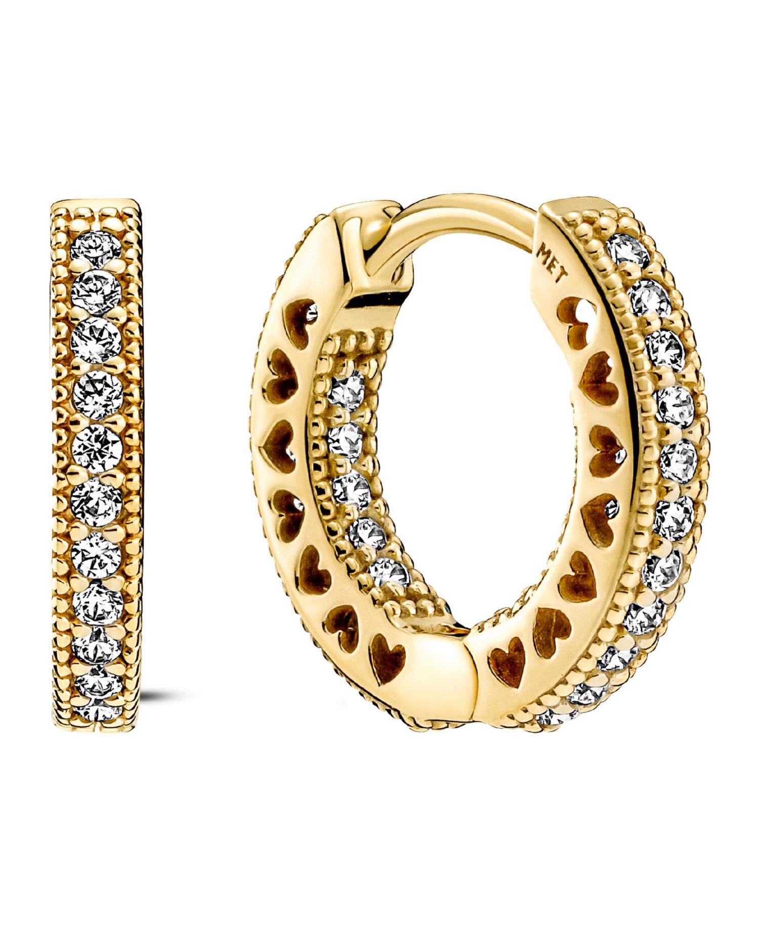 Pave Heart Hoop Earrings