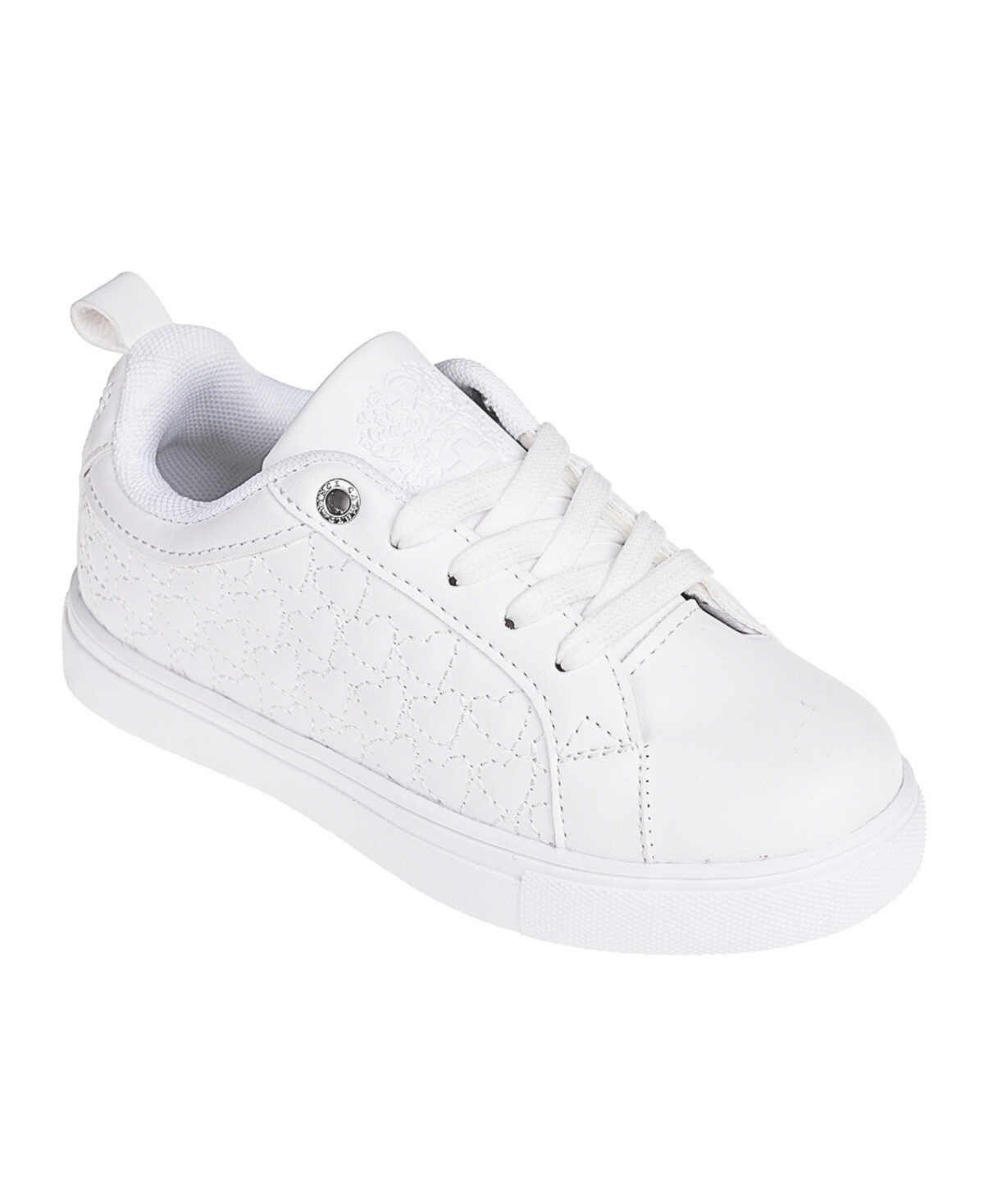 Vince Camuto Kids' Little Girls Cute Comfortable Court Sneakers With Quilted Hearts In White
