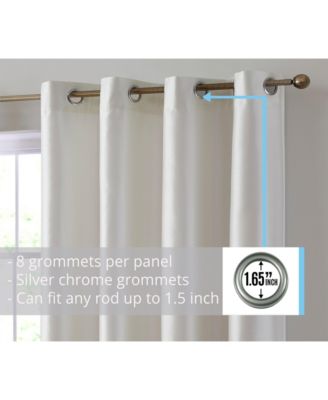 Jefferson Faux Silk Semi Sheer Light Filtering Microfiber Lined Grommet Lightweight Window Curtain Panels, Set of 2