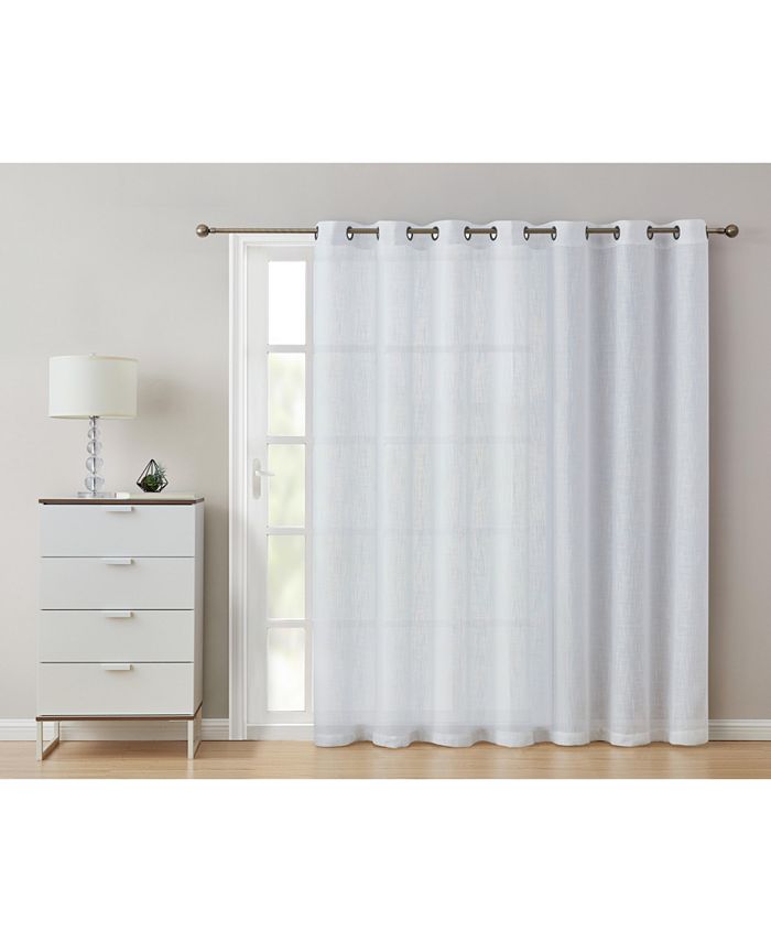 HLC.me Faux Linen Semi Sheer Extra Wide Light Filtering Patio Door Grommet Curtain Panel for